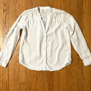 Anthropologie Cloth & Stone Long Sleeve Button Down Shirt White Sz Small